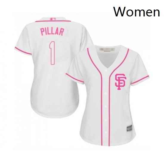 Womens San Francisco Giants 1 Kevin Pillar Replica White Fashion Cool Base Baseball Jersey